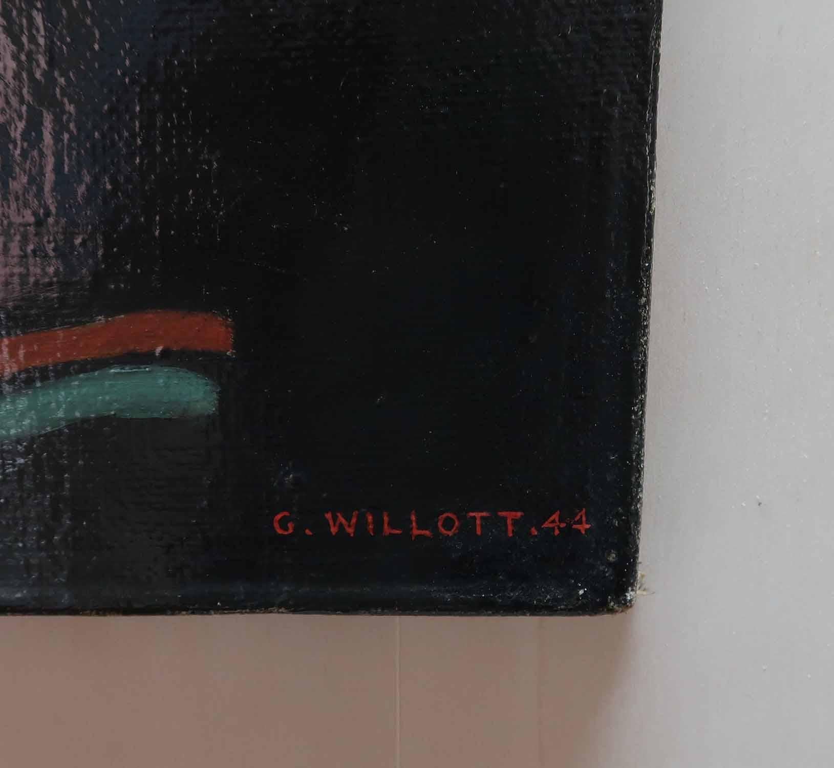 Porträt der Frau des Künstlers von George Willott. Öl auf Leinwand. Datiert 1944. (Art déco) im Angebot