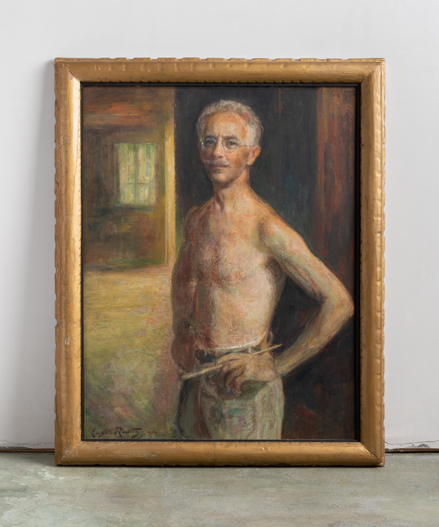 Self portrait by Lazar Raditz, circa 1950.

Includes original frame. Ladar Raditz (1887 - 1956) was known as the foremost portrait painter in Philadelphia with clients including the Rockefellar and Dupont families.

This piece ships from