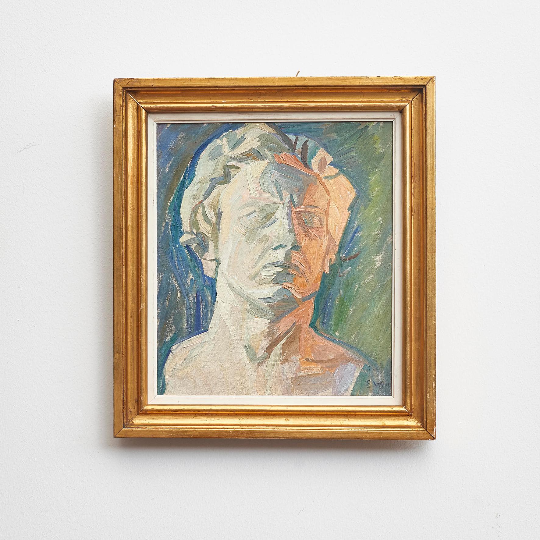Das Bild ist nach einer Büste gemalt, die der Bildhauer Jens Lund anfertigte, als Weie sein Studio in der Amaliegade 23 bis zu seiner eigenen Ausstellung im Kunstverein im März 1915 auslieh.
Öl auf Leinwand. Signiert 'E. Weie