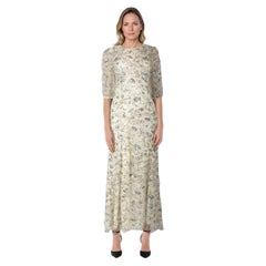 Self-Portrait Champagne Sequinned Maxi Dress Size M