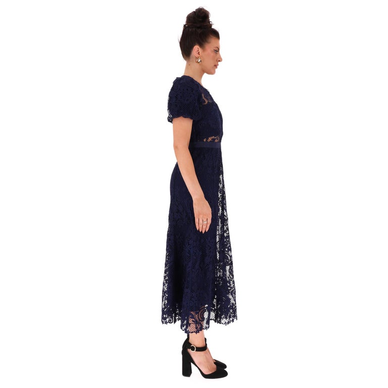 chinese dress ladies Self-Portrait - Black Guipure Lace Midi Dress