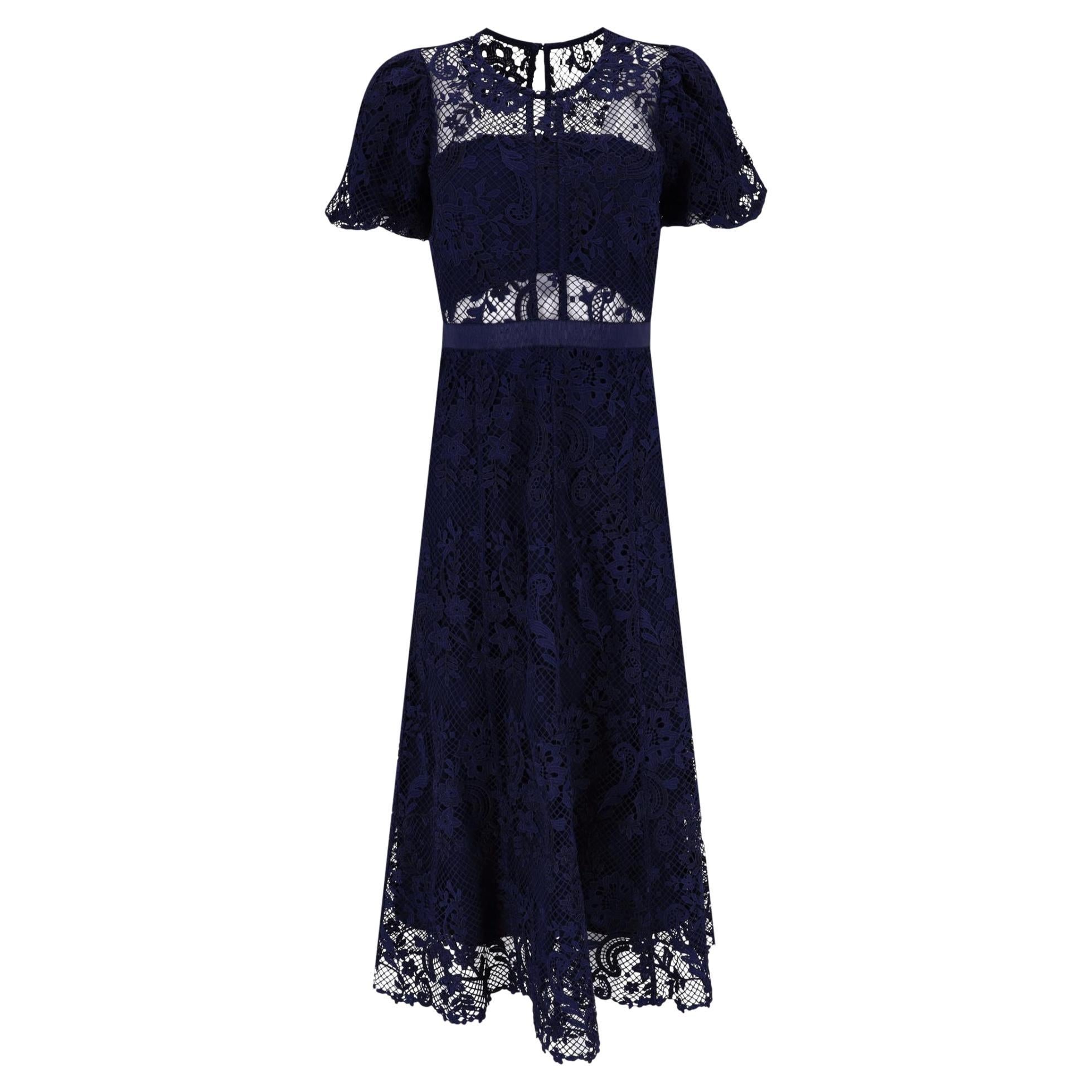 Self-Portrait Corded Guipure Lace Midi Dress For Sale