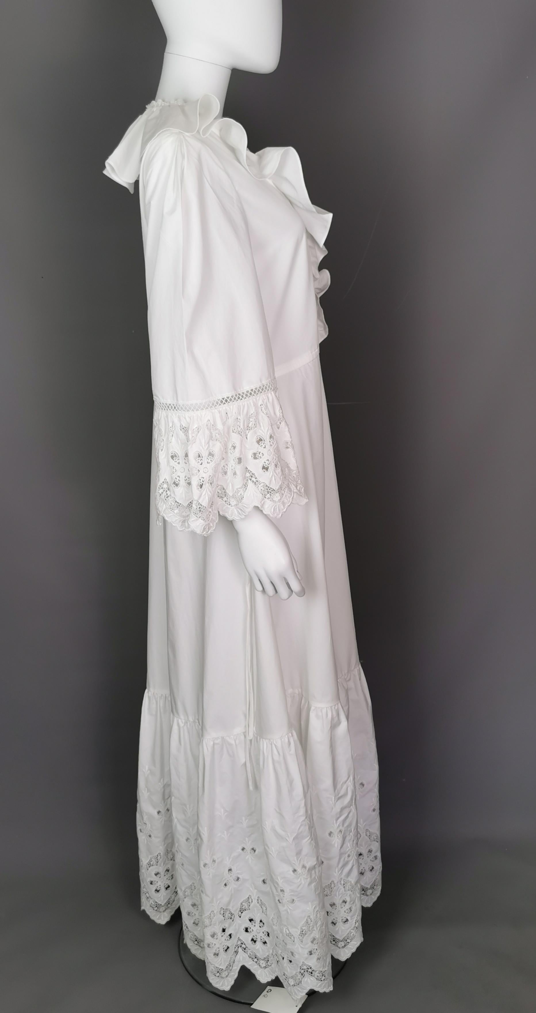 Women's Self Portrait cotton maxi dress, Broderie Anglaise  For Sale