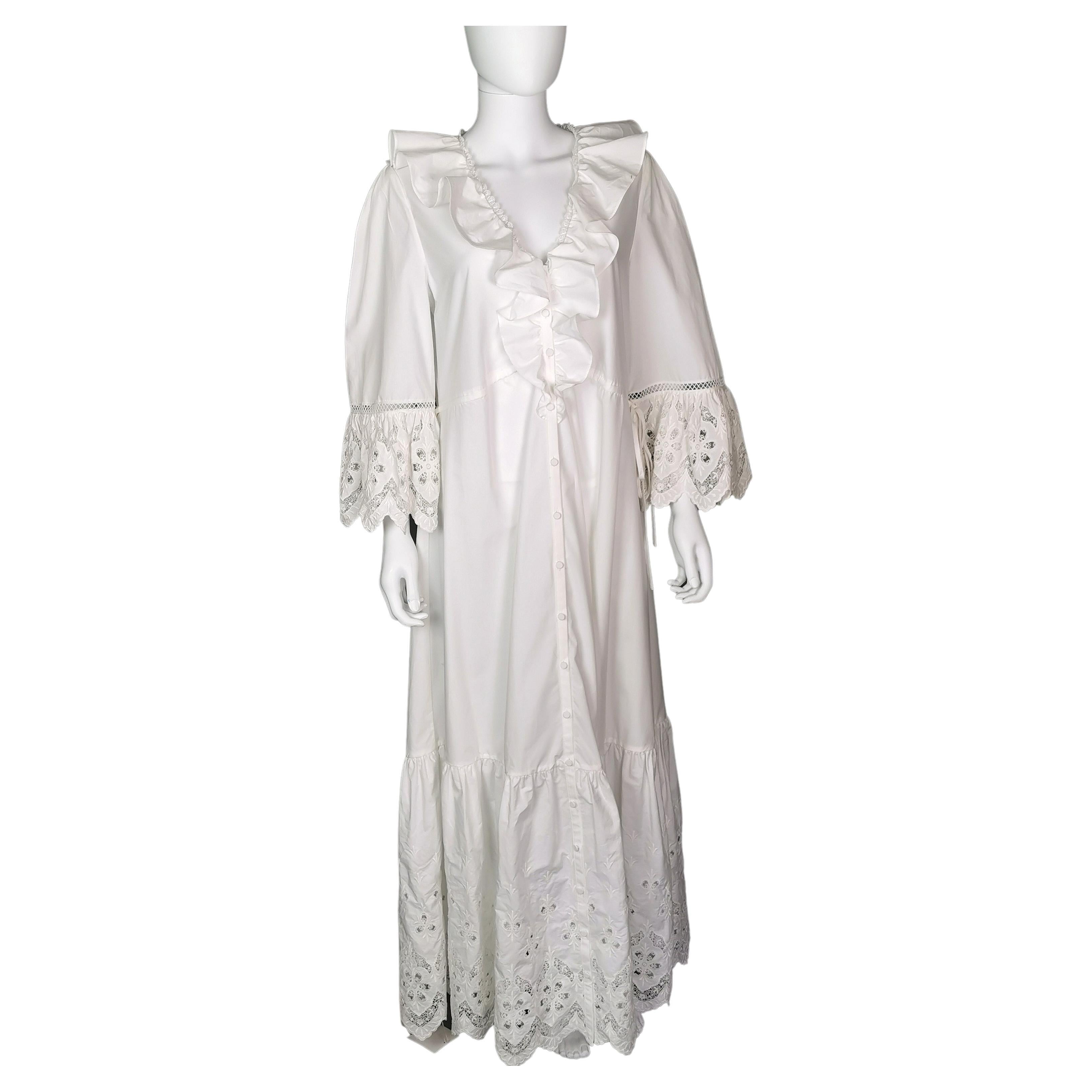 Self Portrait cotton maxi dress, Broderie Anglaise  For Sale