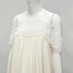 SELF PORTRAIT cream lace detail off shoulder wedding dress UK10 M