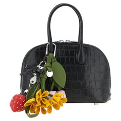 Self-Portrait Crocodile-Embossed Leather Shoulder Bag — Black