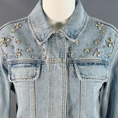 Giacca di jeans corta "Self-Portrait", taglia 6, con decorazioni in strass