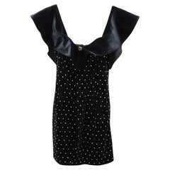 Self-Portrait Crystal Embellished Mini Dress in Black Velvet