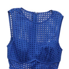 Self-Portrait Cutout Broderie Anglaise Midi Dress in Blue Cotton