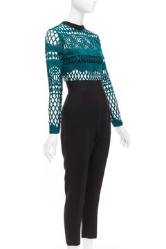 SELF PORTRAIT Cutwork green black lace jumpsuit UK6 XS Taylor Swift