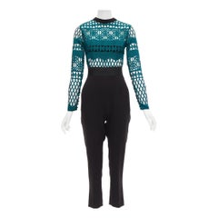 Self-Portrait Tuta in pizzo verde e nero UK6 XS Taylor Swift