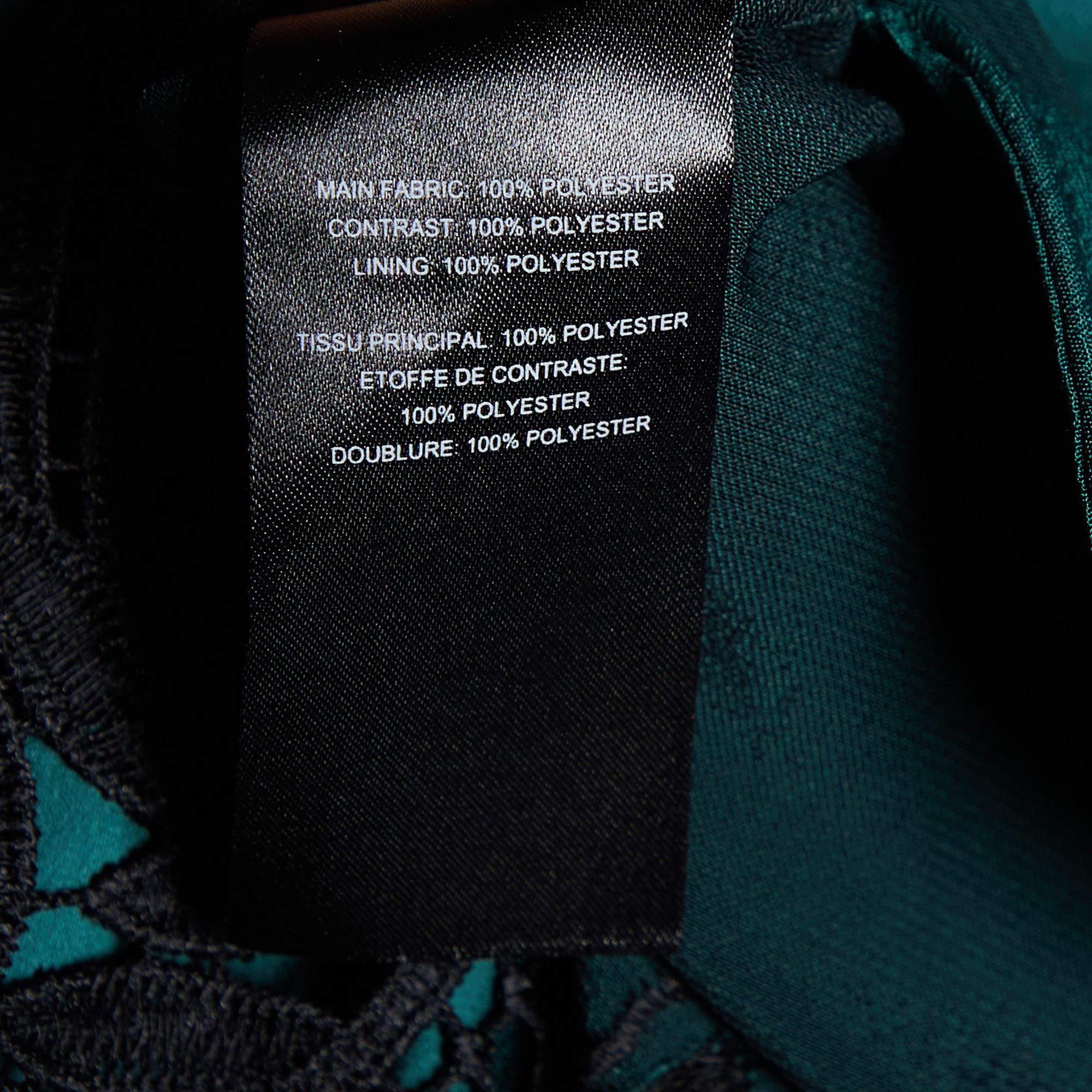 Self-Portrait Dark Green Satin & Lace Shift Dress M For Sale 1