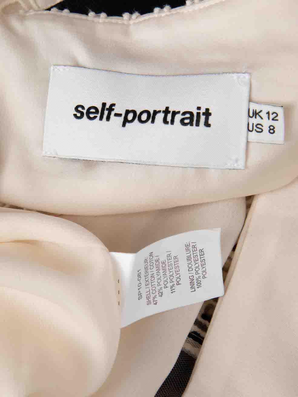 Women's Self-Portrait Ecru Flounced Embroidered Sleeveless Midi Dress Size L For Sale