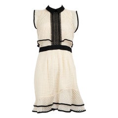 Self-Portrait Ecru Flounced Embroidered Sleeveless Midi Dress Size L Self-Portrait Ecru Flounced Embroidered Sleeveless Midi Dress Size L