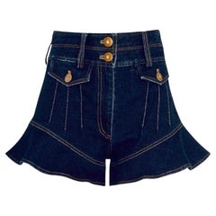 Used Self-Portrait Flounced Denim Shorts