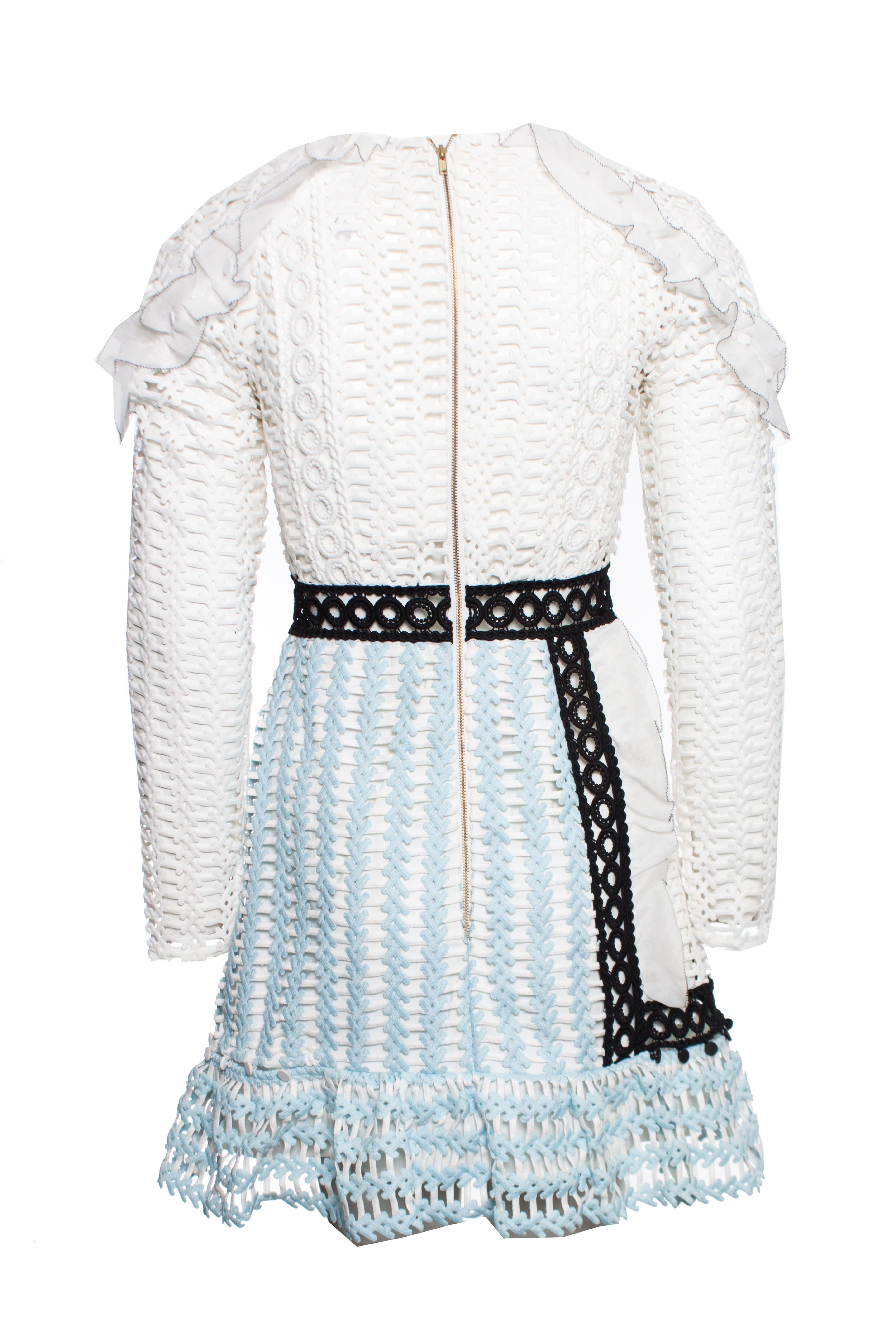 Self Portrait, Frill shoulder panel lace mini dress For Sale 1