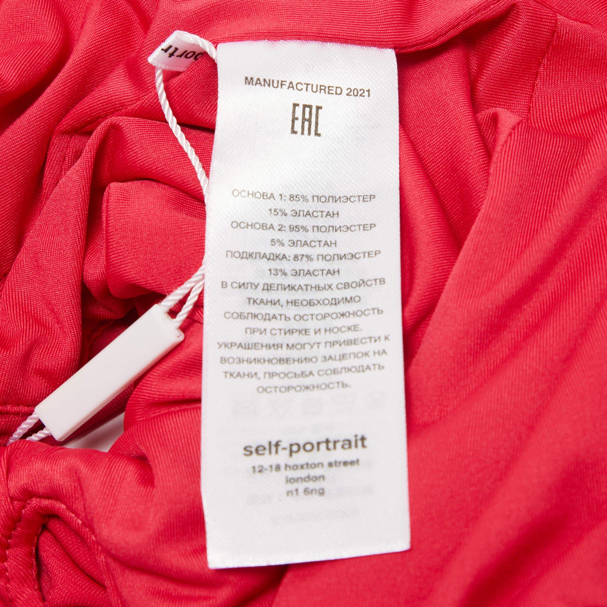 Self-Portrait Fuchsia Pink Jersey Ruched Cut-Out Top M For Sale 2
