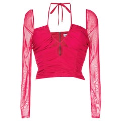 Self-Portrait Fuchsia Pink Jersey Ruched Cut-Out Top M