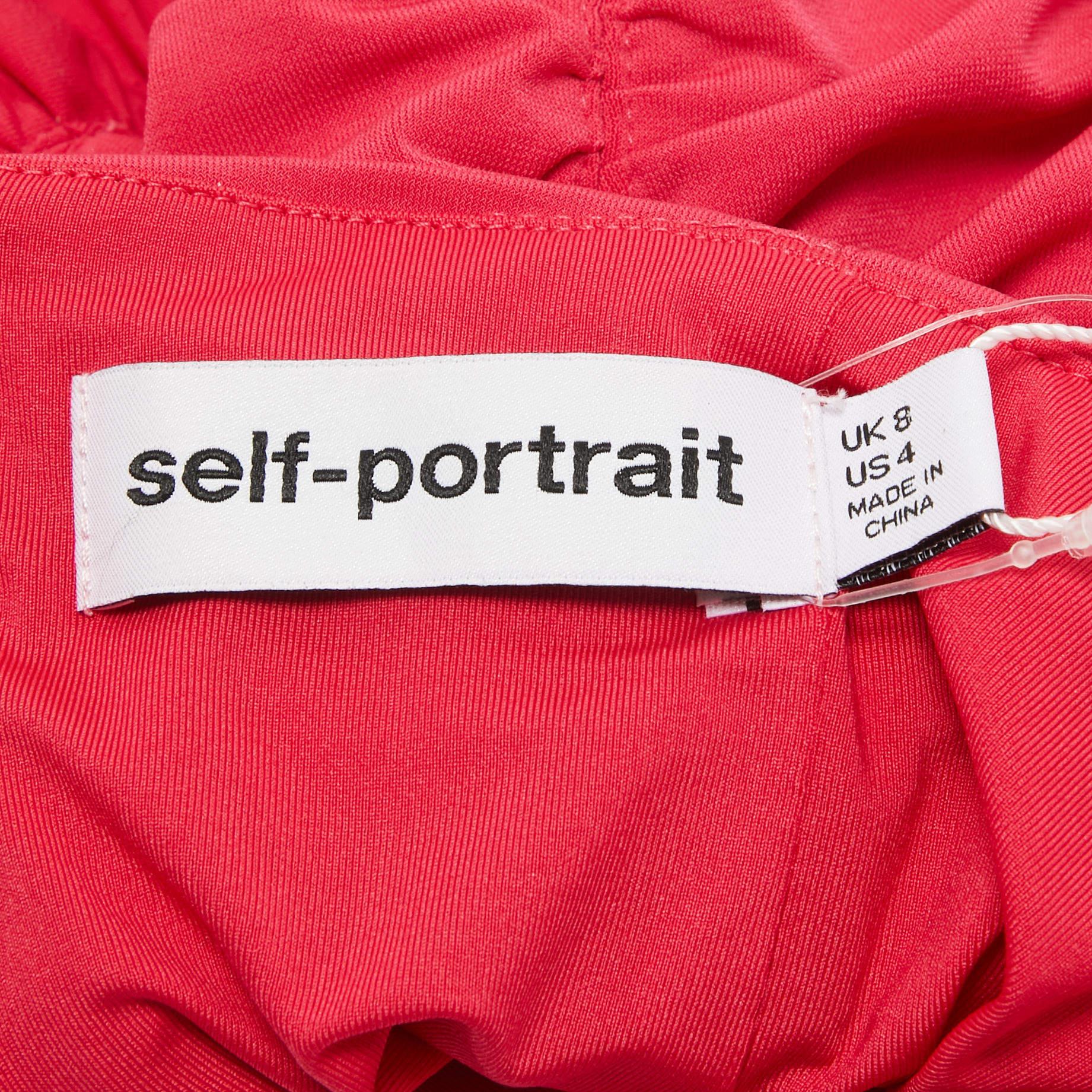 Women's Self-Portrait Fuchsia Pink Jersey Ruched Cut-Out Top S For Sale