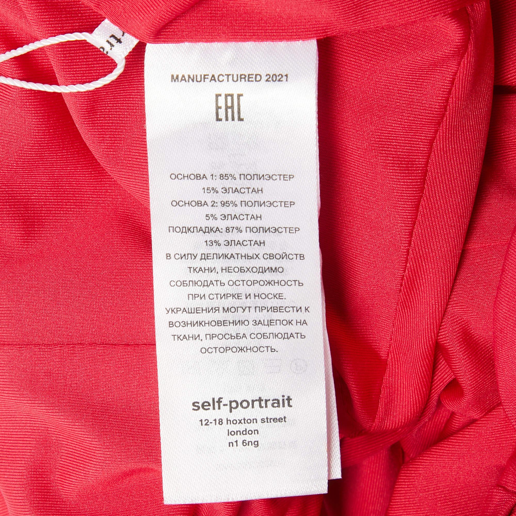 Self-Portrait Fuchsia Pink Jersey Ruched Cut-Out Top S For Sale 1