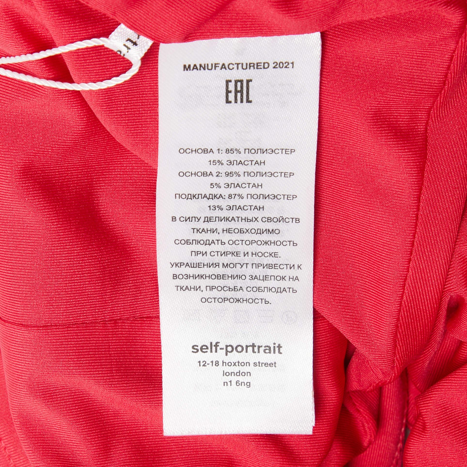 Self-Portrait Fuchsia Pink Jersey Ruched Cut-Out Top S For Sale 2