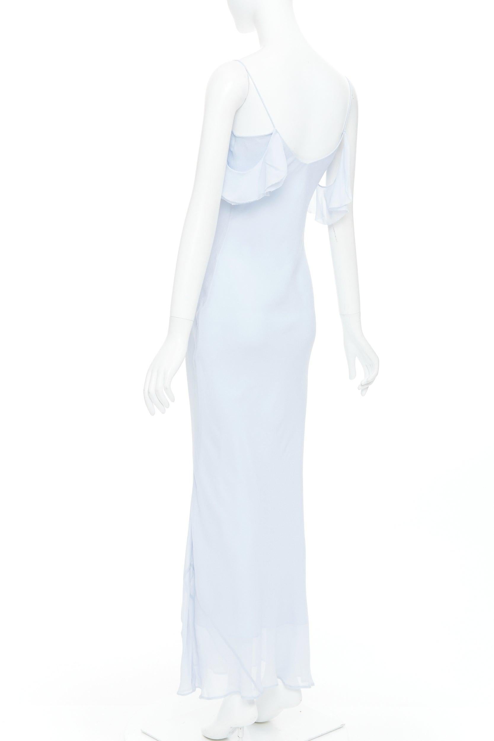 Self-Portrait Georgette Flower bleu poudre robe midi déesse embellie UK6 XS 1
