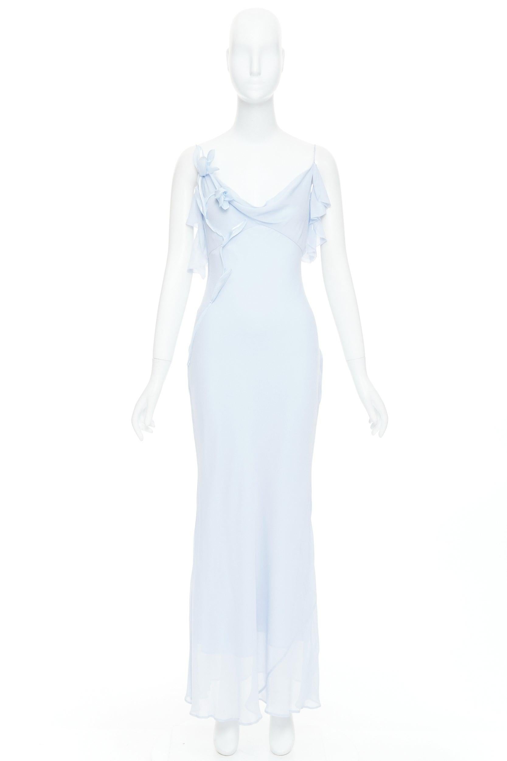Self-Portrait Georgette Flower bleu poudre robe midi déesse embellie UK6 XS 4