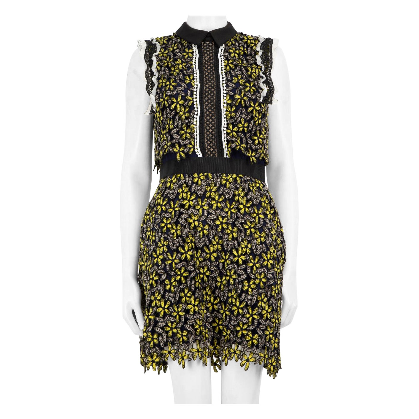 Self-Portrait - Robe en dentelle florale verte - Taille M en vente