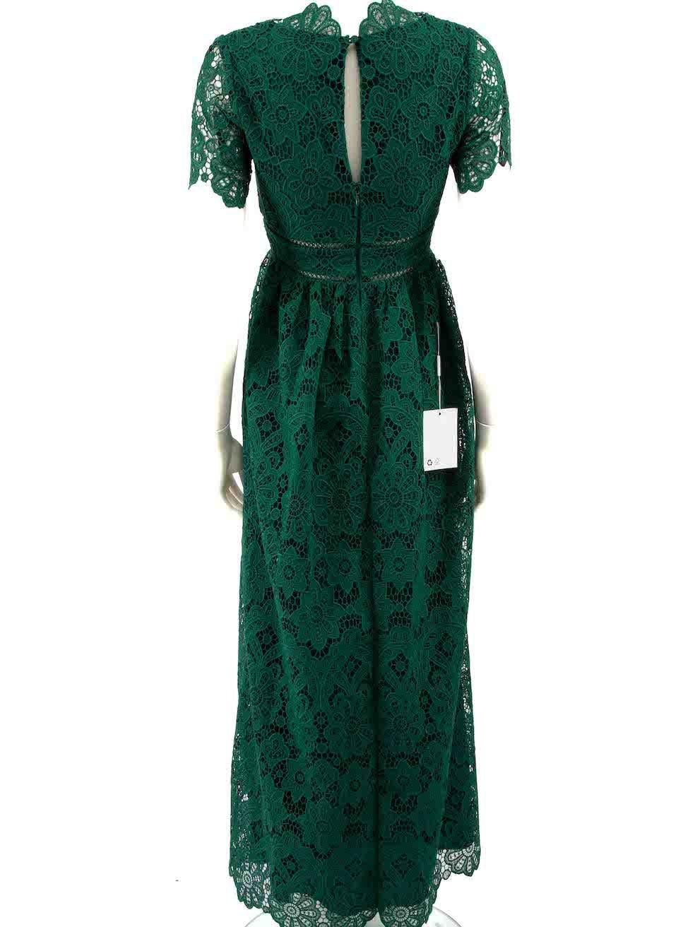 Self-Portrait Green Guipure Lace Floral Maxi Gown Size XS In New Condition For Sale In London, GB