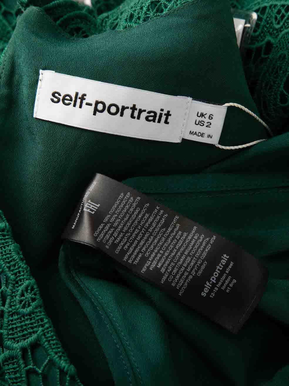 Women's Self-Portrait Green Guipure Lace Floral Maxi Gown Size XS For Sale
