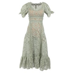 Self-Portrait Green Guipure Lace Midi Dress Size XXS