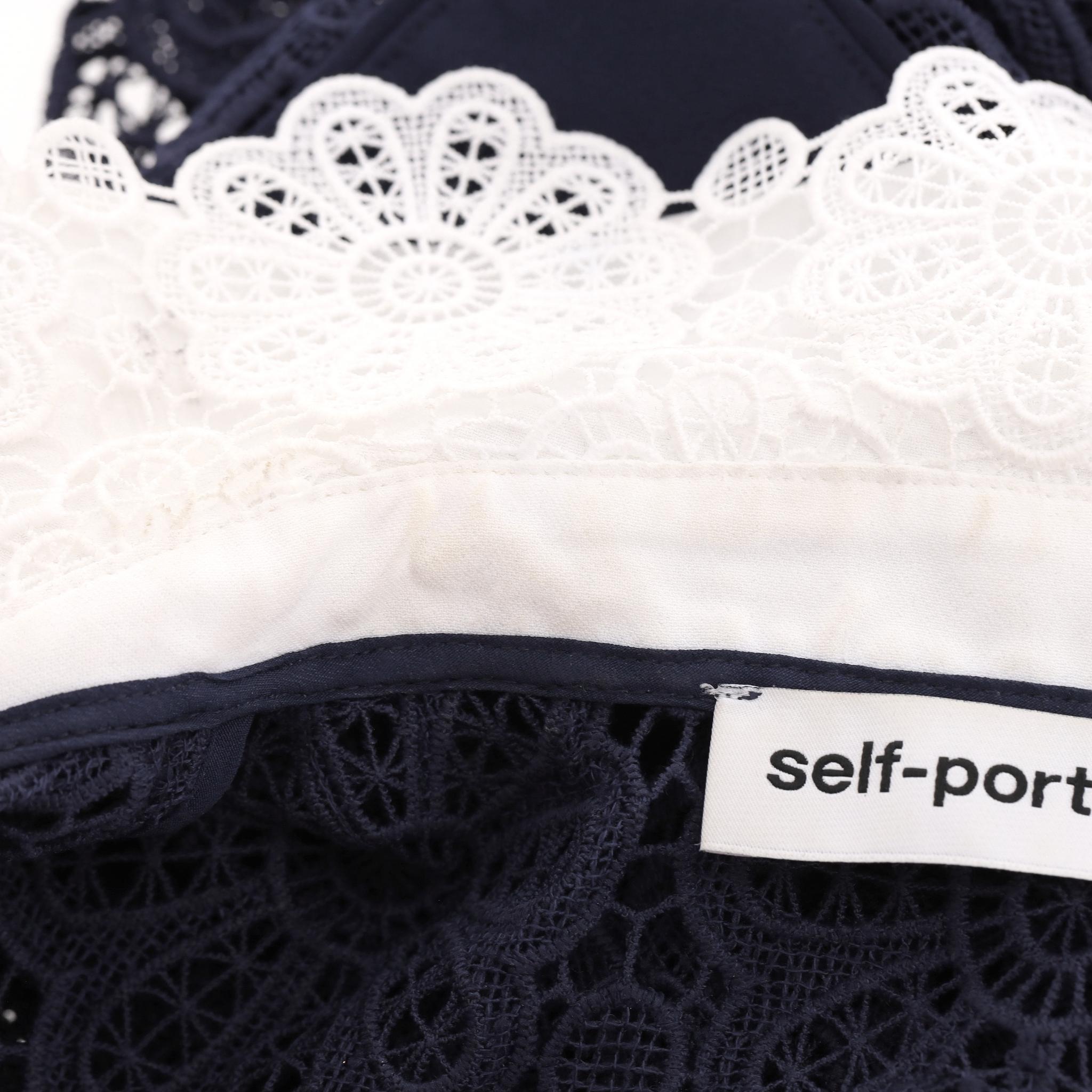 Self-Portrait - Robe midi en dentelle de guipure avec collier en vente 4