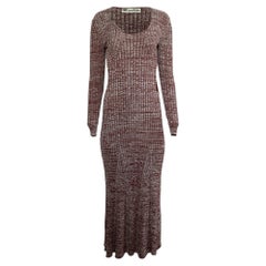 Self-Portrait Guipure Lace-Trimmed Ribbed-Knit Maxi Dress in Red Viscose