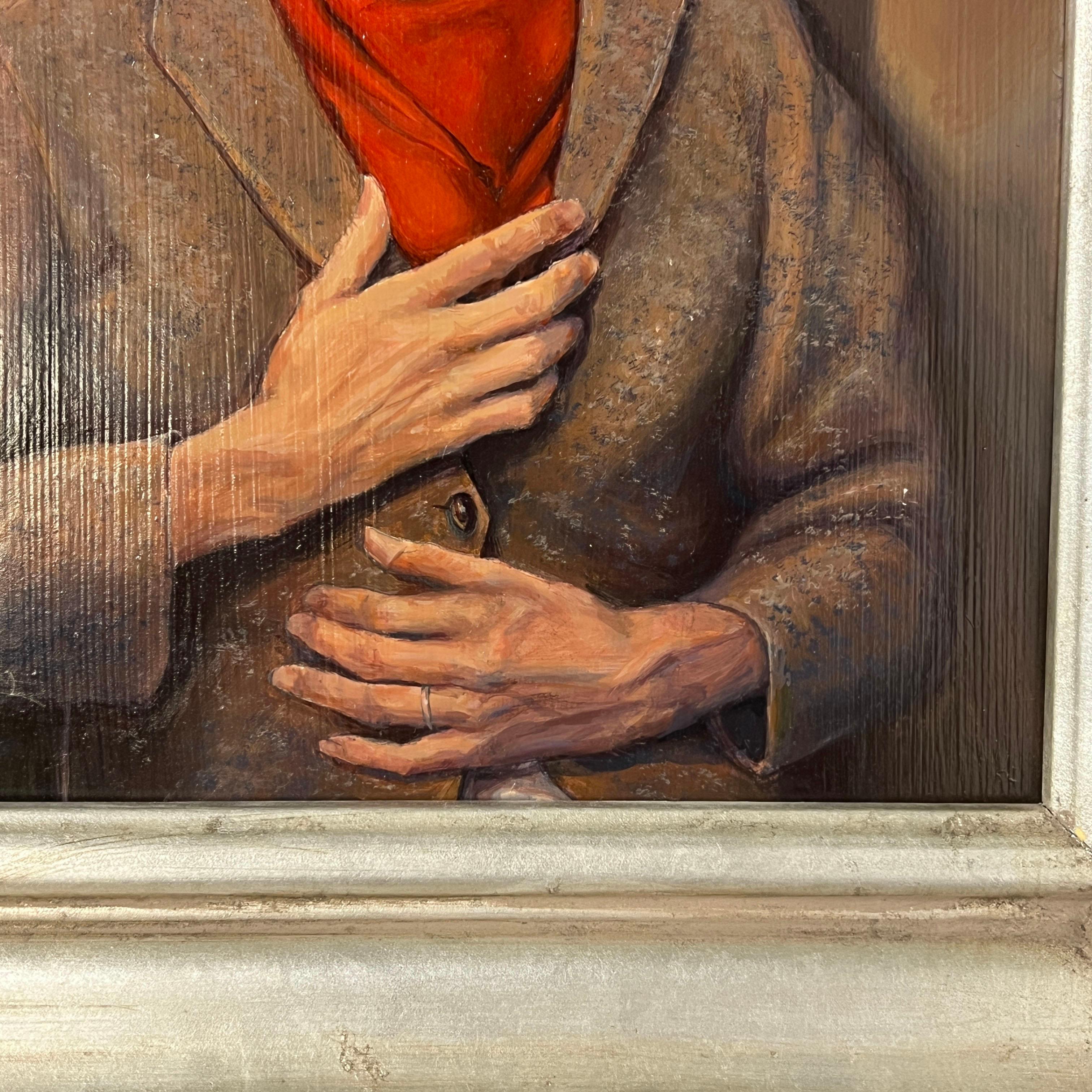 Americano Self Portrait In Tempura Titled “Coming Out”, Signed D. Darcy, C. 1990s in vendita