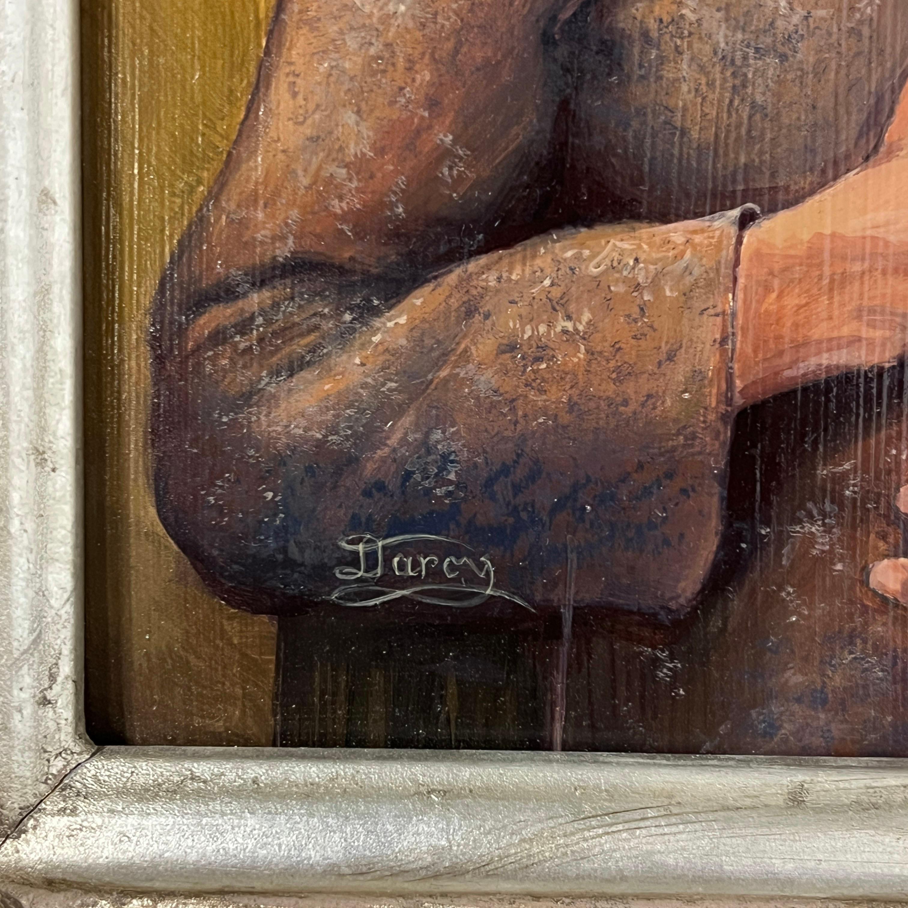 Fine XX secolo Self Portrait In Tempura Titled “Coming Out”, Signed D. Darcy, C. 1990s in vendita