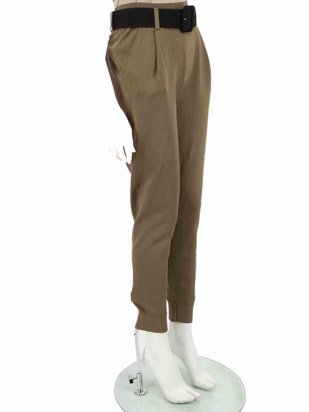 CONDITION is Very good. Minimal wear to trousers is evident. There are small plucks to the weave near the front knee area on this used Self-Portrait designer resale item.
 
 Details
 Khaki
 Viscose
 Trousers
 Tapered fit
 Stretchy
 Belted
