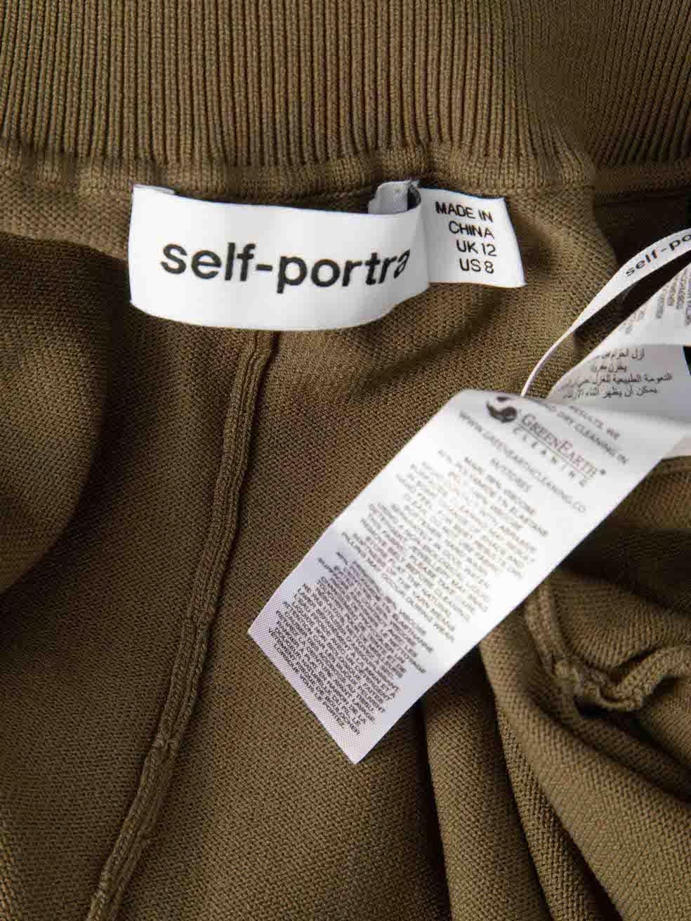 Self-Portrait Khaki Belted High Waist Trousers Size L For Sale 3