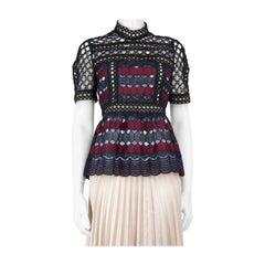 Self-Portrait Lace Pattern Short Sleeves Top Size M