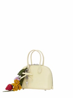 Self-Portrait Lizard-Embossed Leather Shoulder Bag — Yellow