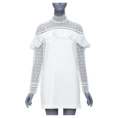 Self-Portrait Military Cape Shoulder Robe à volants en dentelle florale blanche UK4 XXS