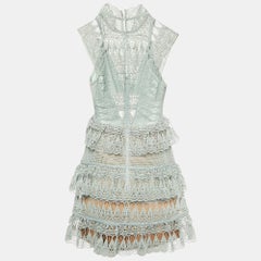 Self- Portrait Mint Green Lace Mini Dress S
