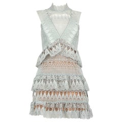 Self-Portrait Mint Green Lace Ruffled Mini Dress Size S