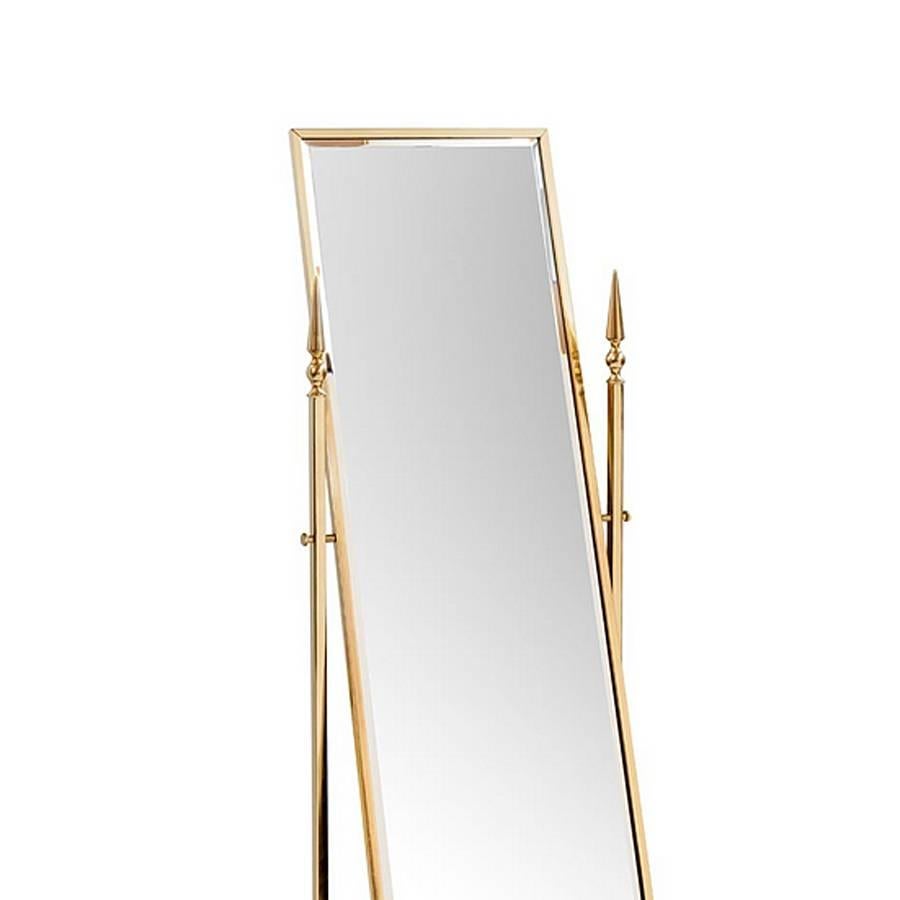 Mirror self portrait with structure in metal
in gold finish. With mirror glass. Reclining
mirror.
