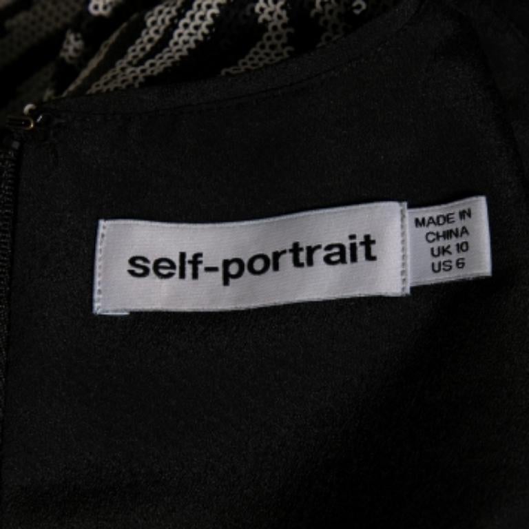 Donna Self-Portrait Top senza maniche monocromatico con motivo a zebre e paillettes, M. I. in vendita