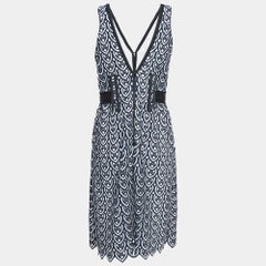 Self-Portrait Navy Blue Guipure Lace Midi Dress M