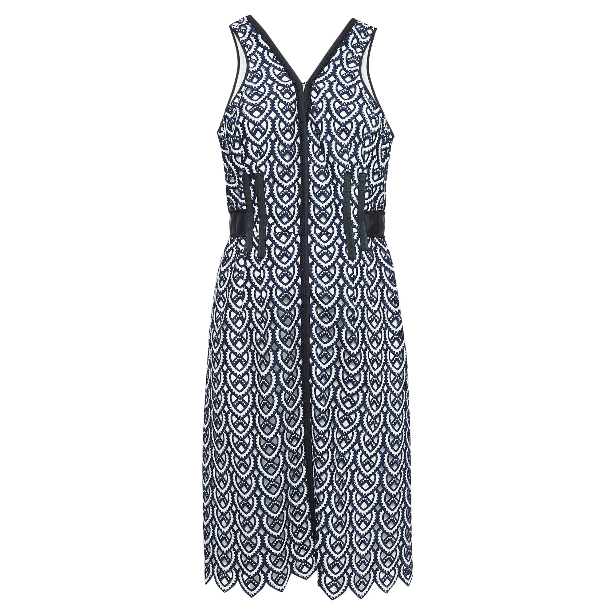 Self-Portrait - Vestito midi in pizzo guipure blu navy M.