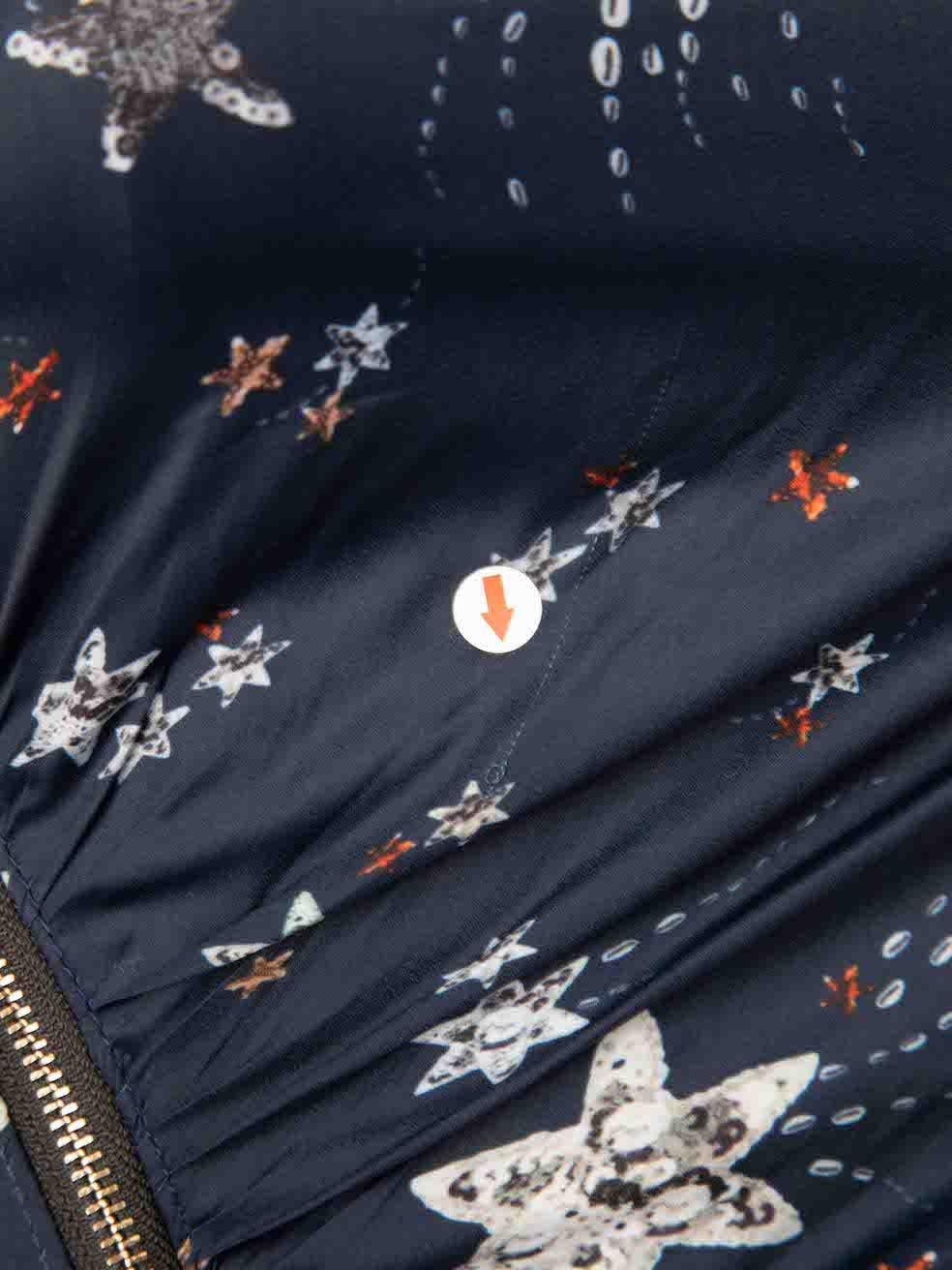 Women's Self-Portrait Navy Star Print Zipped Detail Mini Dress Size XS