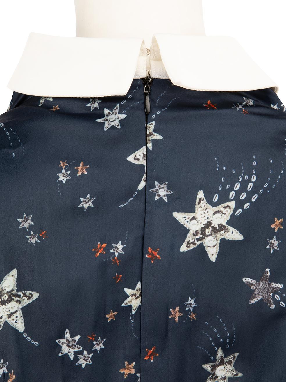 Self-Portrait Navy Star Print Zipped Detail Mini Dress Size XS For Sale 1