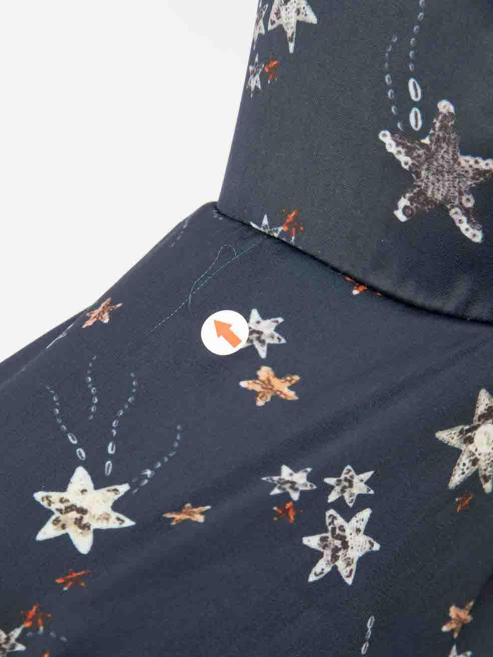 Self-Portrait Navy Star Print Zipped Detail Mini Dress Size XS For Sale 2