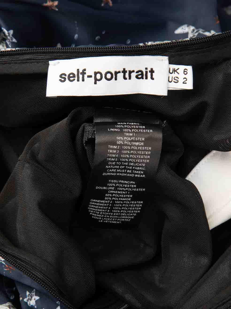 Self-Portrait Navy Star Print Zipped Detail Mini Dress Size XS For Sale 3